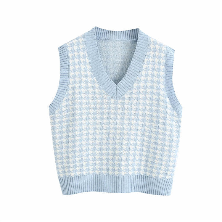 Sonicelife Houndstooth knitted Sweater