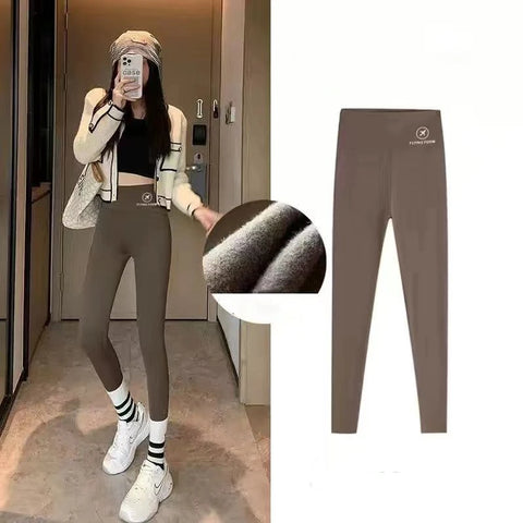 Sonicelife Women Warm Leggings Underwear Waist Pants Fleece Tight Thermal Trousers Casual Cashmere Pants For Women Autumn Winter