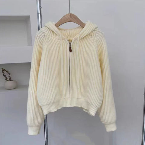 Black Friday Sonicelife Autumn Casual Knitted Cardigan Women Korean Chic Solid Long Sleeve Zipper Sweater Fashion All Match Preppy O Neck Outwear