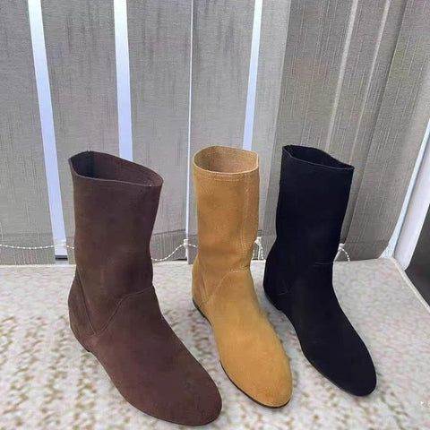 Sonicelife 2025  Autumn Winter Women Boots Mid-Calf  Boots Brand Fashion Female Stretch Cotton Fabric Slip-on Boots Flat Shoes Woman