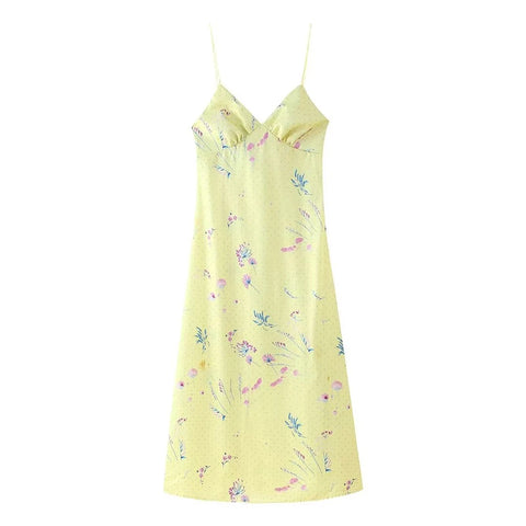Sonicelife Sexy Print Sling Long Dress Women Slim V-neck Sleeveless Backless Female Dresses 2024 Summer Elegant Lady Vacation Floral Robes