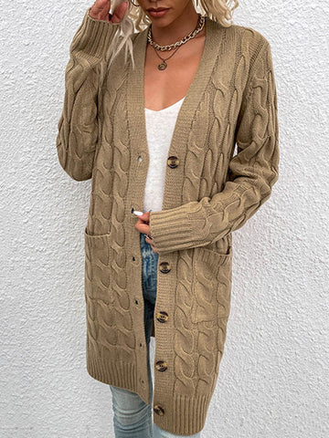 christmas outfit Sonicelife Urban Simple Loose Buttoned Solid Color Jacquard Cardigan Coat