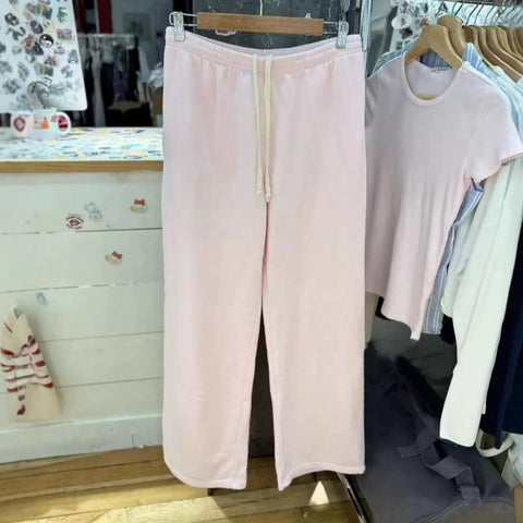 Sonicelife New Purple Drawstring Straight Sweatpants Women Autumn Streetwear High Waist Cotton Trouser Casual Vintage Sport Loose Long Pant
