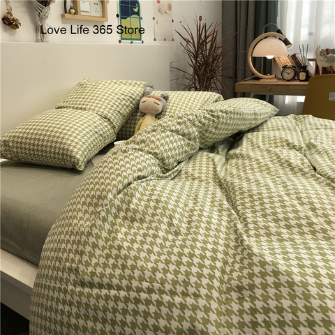 Sonicelife Ins Nordic Pastoral Style blue Floral Duvet Cover With Pillow Case Princess Bed Sheet Kids Girls Bedding Set King Queen Cute