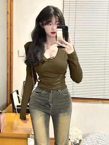 Sonicelife 2025 Spring Elegant French Blouse Office Lady Casual Outwear Shirt Women Evening Party Y2k Crop Top Korean Reviews Clothes