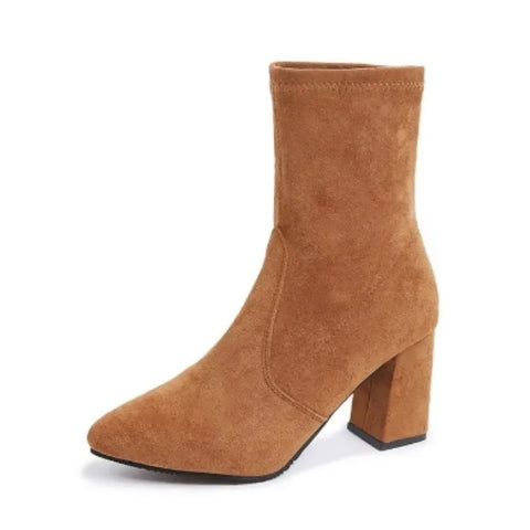 Sonicelife 2025  Thick Heel Women Short Boots Fashion Slimming Ankle Booties classic Style Autumn Winter Female Pointed Toe Women Boots