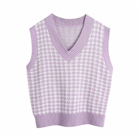 Sonicelife Houndstooth knitted Sweater