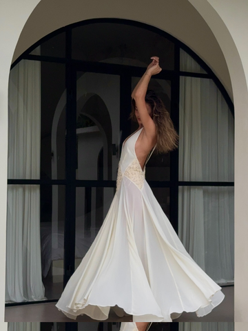 Sonicelife Summer Elegant V Neck White Maxi Dress For Women Fashion See Through Sling Long Dresses New Lady High Street Holiday Robes 2025