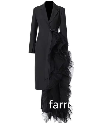 Sonicelife Customized Pastrol Jersey Pleat A-line V-neck Midi Dresses Homecoming Dresses Unisex Chinese Style Formal Casual Simple Retro Fa (PRE-ORDER)