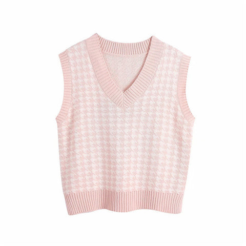 Sonicelife Houndstooth knitted Sweater