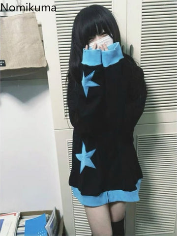 Sonicelife Streetwear Hoodies Women Harajuku Japanese Y2k Jackets 2025 Ropa Mujer Casual Fashion Hooded Zipper Oversized Sweatshirts Tops
