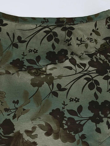 Sonicelife-Vintage Flower Print Irregular Splice Midi Skirt