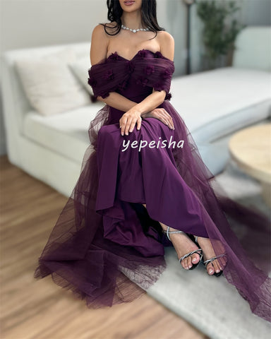 Sonicelife Customized Exquisite Intricate Jersey Tulle Flower Beading Mermaid Off-the-shoulder Long Dresses Bespoke Occasion Dresses Formal (PRE-ORDER)