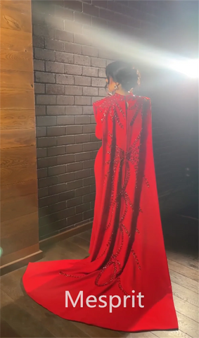 Sonicelife Customized Jiayigong  Jersey Beading Draped Clubbing A-line High Collar Bespoke Occasion Gown Long Dresses Saudi Arabia Classic (PRE-ORDER)