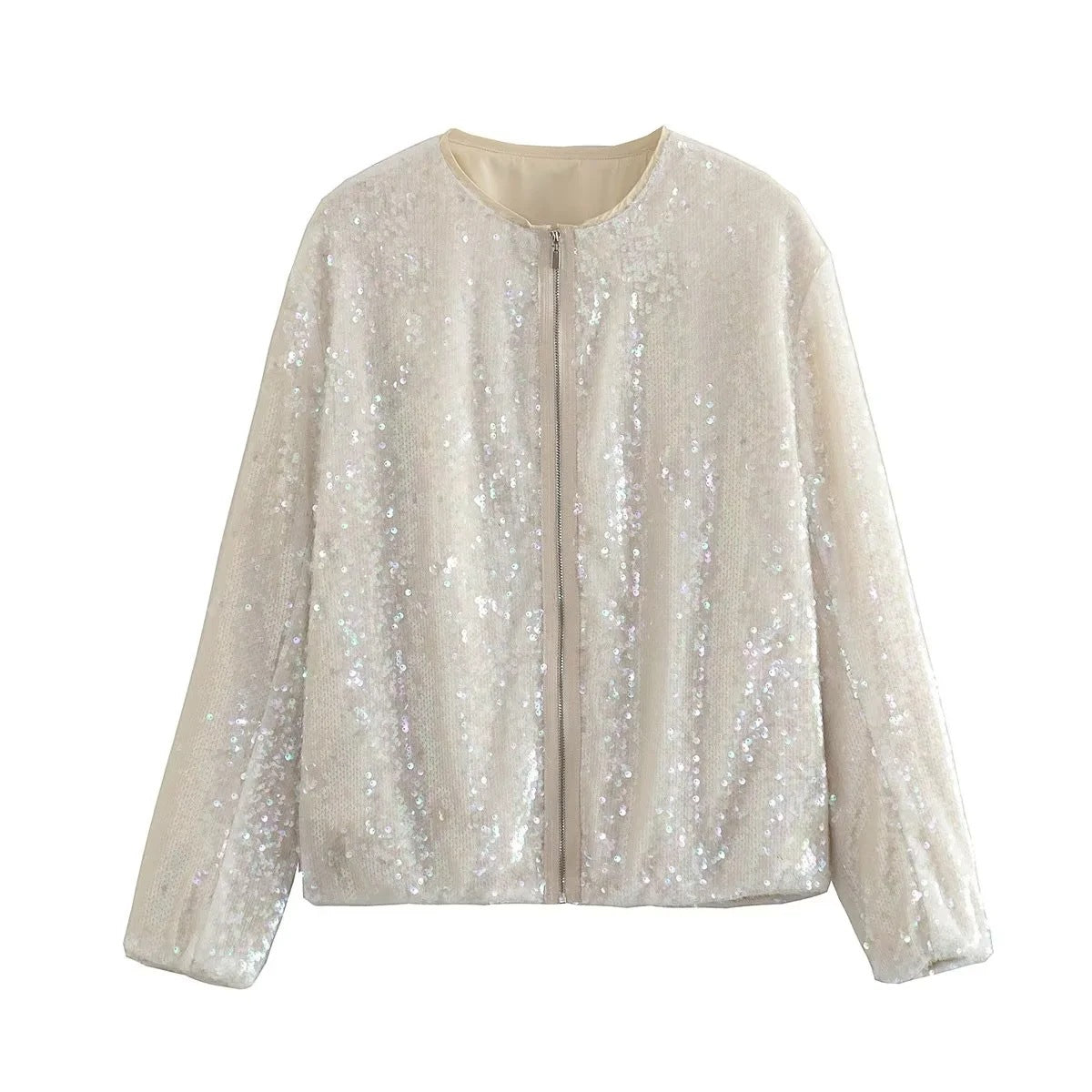 christmas outfit Sonicelife Fashion Sequins Bomber Jackets for Women 2025 Chic Female Casual Jacket Coats Ladies O-Neck Long Sleeve New Outerwear