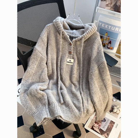 christmas outfit Sonicelife Autumn and winter hooded sweater women's Korean style loose 2025 lazy style new thickened drawstring sweater women clothing