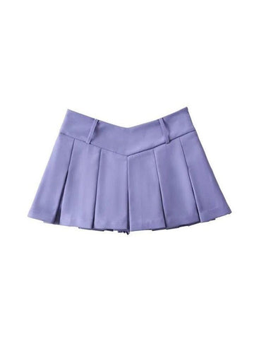Sonicelife-V Cut Pleated Micro Mini Skirt