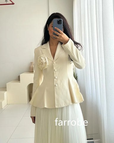 Sonicelife Customized High Quality Jersey Flower Button Pleat A-line V-neck Midi Dresses Homecoming Dresses Classic Exquisite Modern Style (PRE-ORDER)