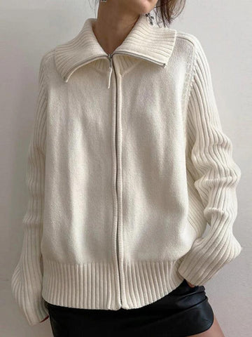 Back To School Sonicelife Solid Lapel Neck Splice Cardigan