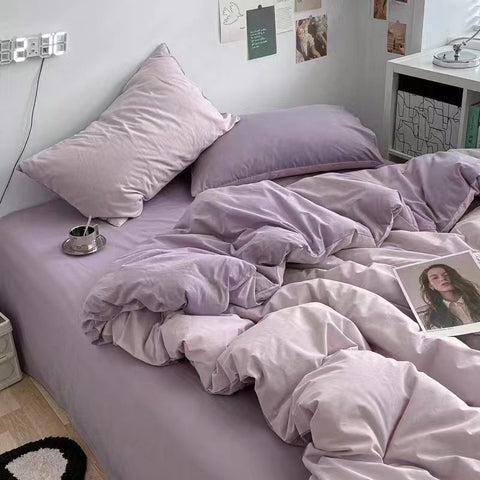 Sonicelife Purple Tulip Bedding Set INS Bed Linens Duvet Cover 150x200 Double Queen King Quilt Cover Soft Polyester Bedclothes Flat Sheets