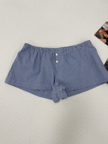 Sonicelife Blue Plaid Back Strap Tank Shorts Pajama Set Women Sleeveless Crop Top+Elastic Waist Straight Short Pant Sweet Home 2 Piece Sets