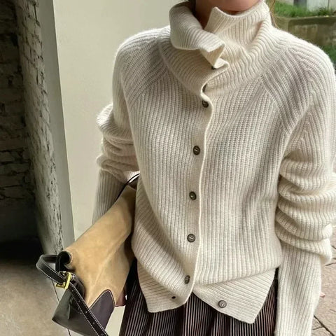 christmas outfit Sonicelife 2025 Turtleneck  Ladies Sweater Autumn and Winter Loose Thickened  Base Sweater Knitted Coat Tide