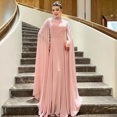 Sonicelife Customized Formal Chiffon Pleat A-line O-Neck Long Dresses Homecoming Dresses Classic Exquisite Modern Style Pastrol Unisex Chin (PRE-ORDER)