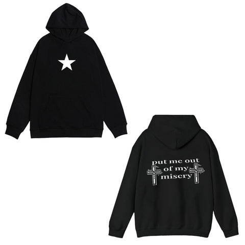 Sonicelife Cross double-sided print sweatshirt street versatile casual Y2K tops retro Harajuku rocks aesthetic emo girl punk women's hoodie