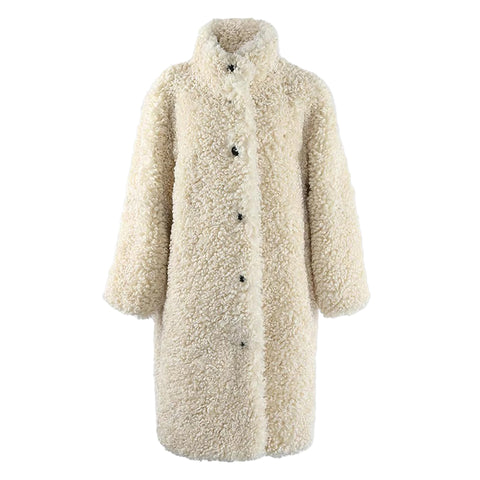 christmas outfit Sonicelife Spring Winter Long Windproof Oversized Fuzzy Thick Warm Soft Fluffy Faux Fur Coat Women Stand Collar Furry Overcoat