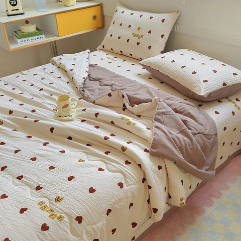 Sonicelife 2024 New Summer Water Washed Glutinous Cotton Summer Bedding Cover Set of Four Pieces