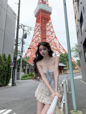 Sonicelife Sweet Girl Lace Cute Y2k Tops Women Clothes 2000s Kawaii Bandage Sling Body Tank Tops Camis Coquette Sexy Summer Femme Crop Top
