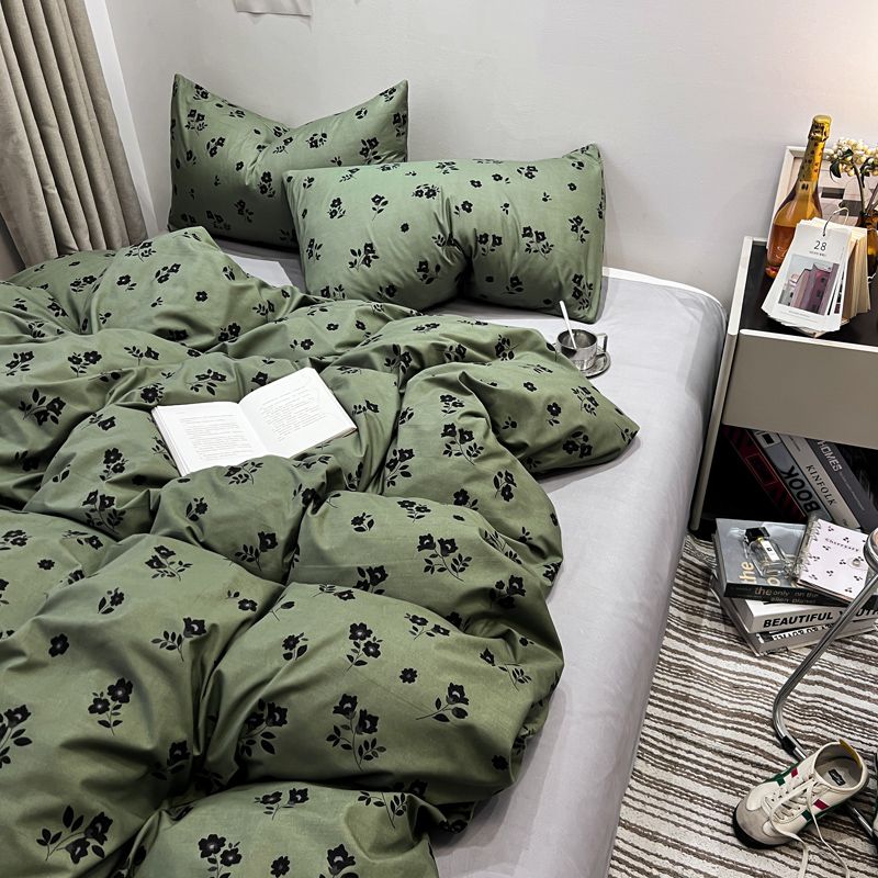 Sonicelife Ins Style Luxury Retro Style Small Fresh Floral Quilt Set Four Piece Bedding Set Student Dormitory Three Piece Bed Sheet Set