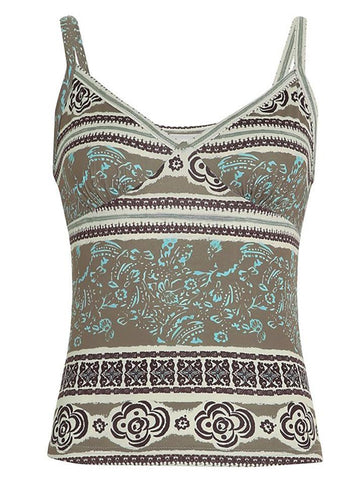 Sonicelife Vintage Bohemian Contrast Print Cami Top