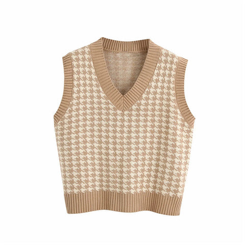 Sonicelife Houndstooth knitted Sweater