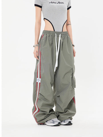 Sonicelife Vintage Side Striped Baggy Cargo Sweatpants