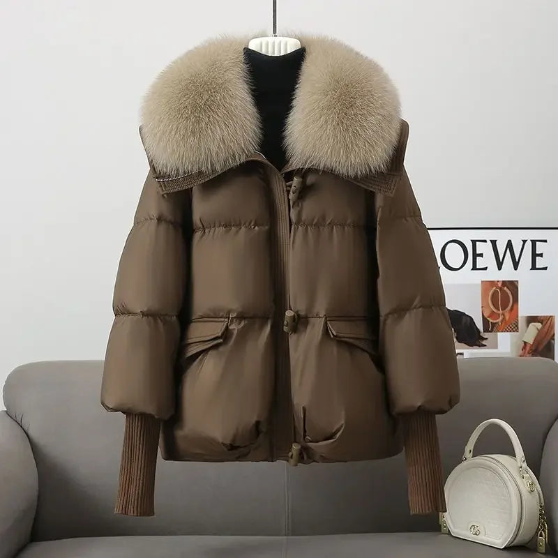 Sonicelife Long Sleeve Coat Fur Collar Zipper Warm Parkas Women Pocket Causal Fleece Cotton-padded Jacket Women Autumn Winter