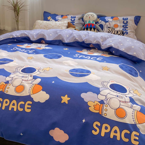 Sonicelife Cute Cartoon Bedding Set Kids Adult Favorite Duvet Cover Pillowcase Bed Sheet Single Full Size Queen Girls Boys Bed Linens