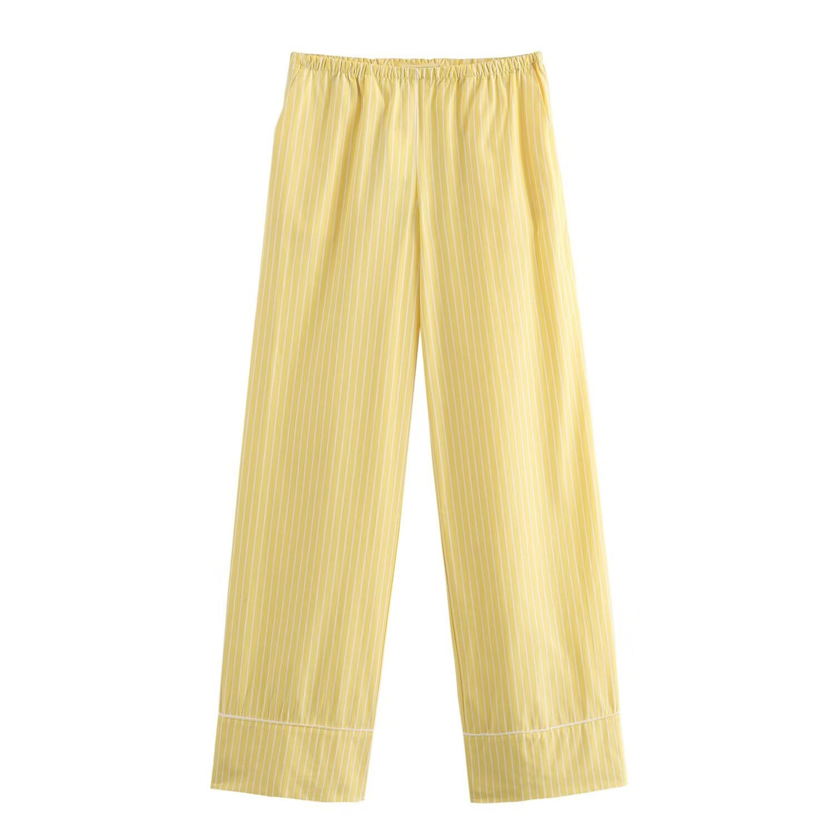 Sonicelife Women's Striped Pants Poplin Fabric Elastic High Waist Casual Versatile, Straight Leg New