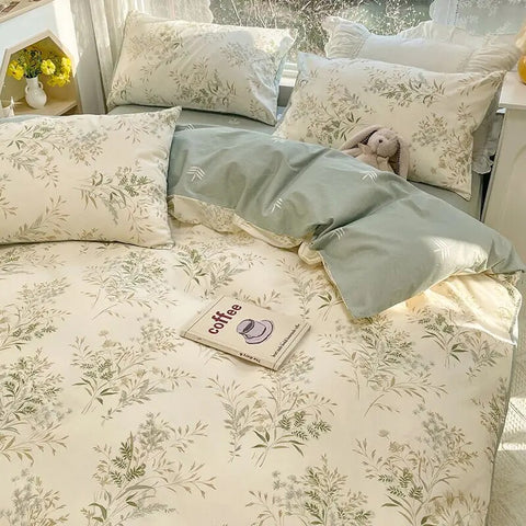 Sonicelife Summer Bedding Set 2024 Ins Twin Queen Duvet Cover Flat Sheet Pillowcase No Filler Girl Boys Hotel Home Bed Linens