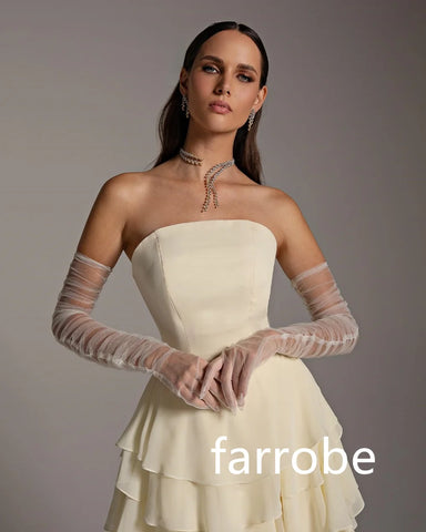 Sonicelife Customized Sexy Chiffon Pleat Tiered A-line Strapless Long Dresses Bespoke Occasion Dresses Classic Exquisite Modern Style Pastr (PRE-ORDER)