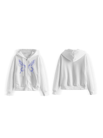 thanksgiving outfit Sonicelife Yoawdats Women s Y2K 2024 Fall Casual Hooded Coat Long Sleeve Lucky Butterfly Print Zip Up Hoodie with 2 Pockets Going Out