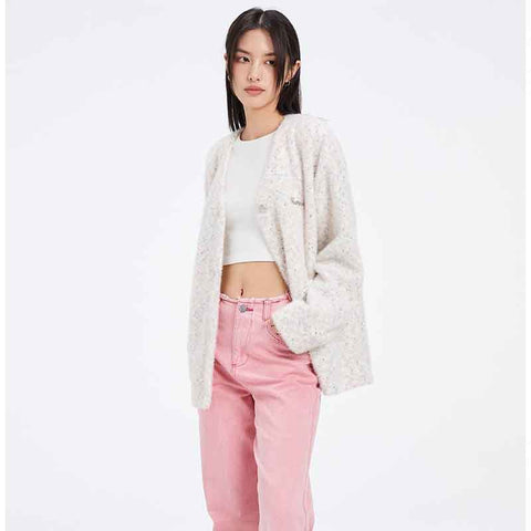 Black Friday Sonicelife Autumn Color Women Knit Cardigan Fashion Loose Lazy Style V Neck Long Sleeve Cardigan Sweater Elegant Preppy All Match Outerwear