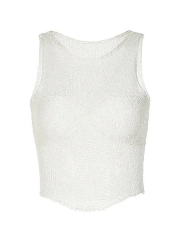 Sonicelife-Sequin Cutout Knit Tank Top