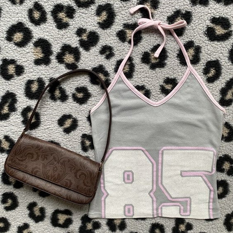 Sonicelife Y2k Summer Aesthetic Corset Crop Top Women Clothing Pink Sexy Pink Letter Sweet Girl Sling Kawaii Bandage Camis Tank Tops Emo
