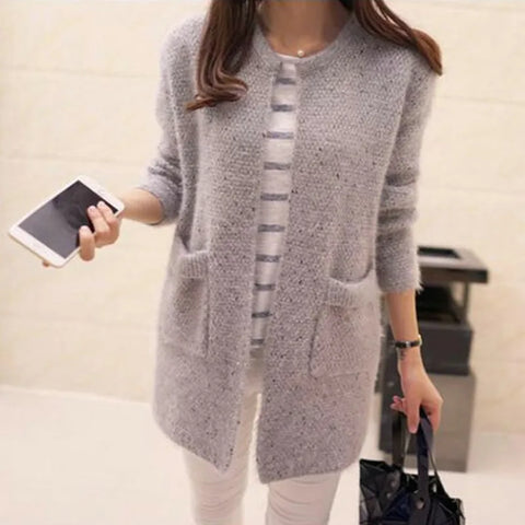 christmas outfit Sonicelife Women Spring Autumn Long Cardigan Sweater Coat Female 2025 Korean Fashion Long Sleeve Crochet Girl Knitted Jacket Tops