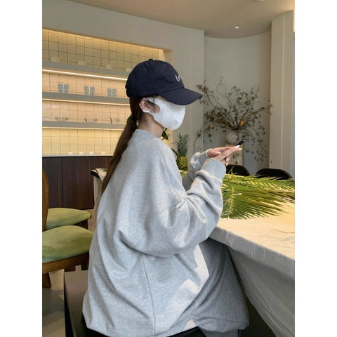 christmas outfit Sonicelife American round neck pullover letter sweatshirt for women 2025 autumn new style loose lazy style versatile top to wear outside