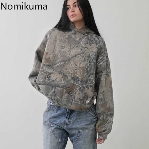 Sonicelife Harajuku Hoodie Women Clothing Vintage Streetwear Hip-hop Sweatshirts Casual Fashion Hooded Camouflage Y2k Hoodies Ropa Mujer