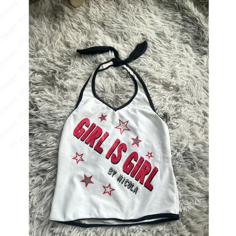 Sonicelife Corset Top Punk Sexy Summer Sweet Girl 2000s Aesthetic Slim Backless Women Clothes Harajuku Korea Crop Tops Femme Y2k Tank Shirt