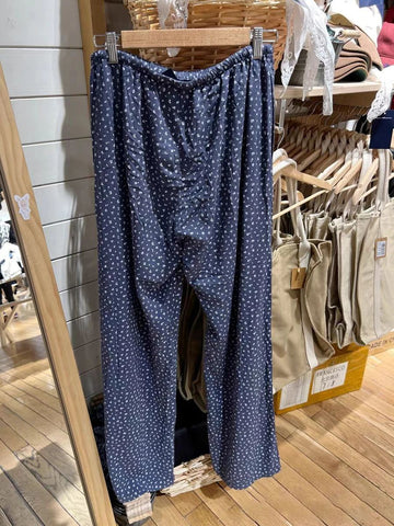 Sonicelife Navy Blue Floral Print Pants Women Drawstring High Waist Loose Straight Trousers Summer Casual Y2k Sweet Streetwear Sweatpant