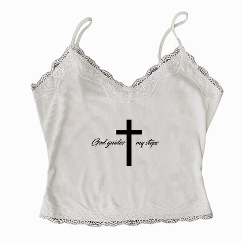Sonicelife Letter suspenders cross print gothic rock aesthetic Y2K crop tops emo girl harajuku grunge punk retro street casual women's tops